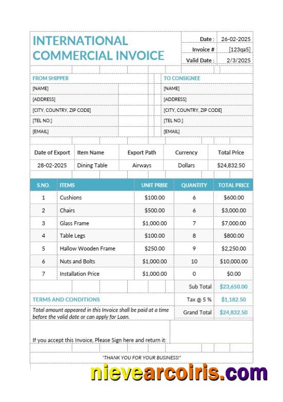 International Commercial Invoice